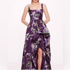 Chic Purple Floral High Low Gown